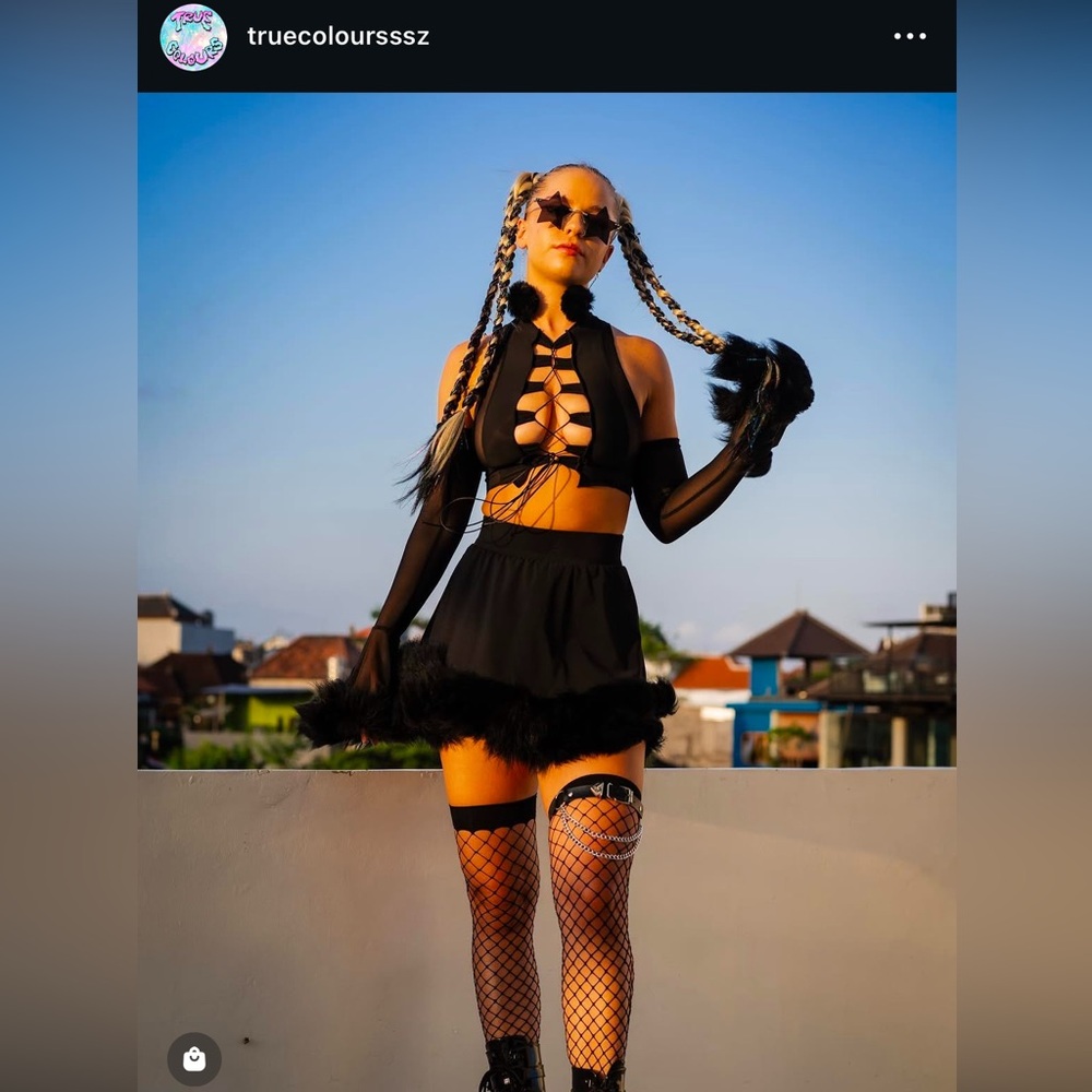 True Colours Fairy Black 4 piece festival outfit.